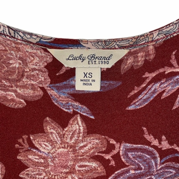 NWOT LUCKY BRAND Maroon Floral Print Tank Dress Size Extra Small - Picture 2 of 6
